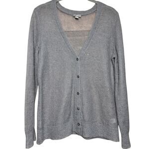 J. Jill Sweater S Gray Mohair Blend Button Up Cardigan Lightweight Ethereal